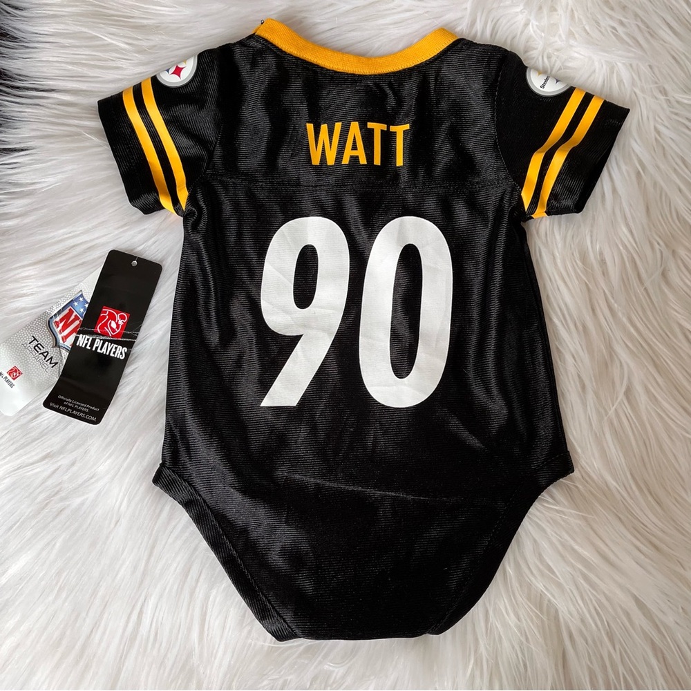 NWT TJ Watt Pittsburgh Steelers 90 Jersey Infants Team Creeper Bodysuit NFL new